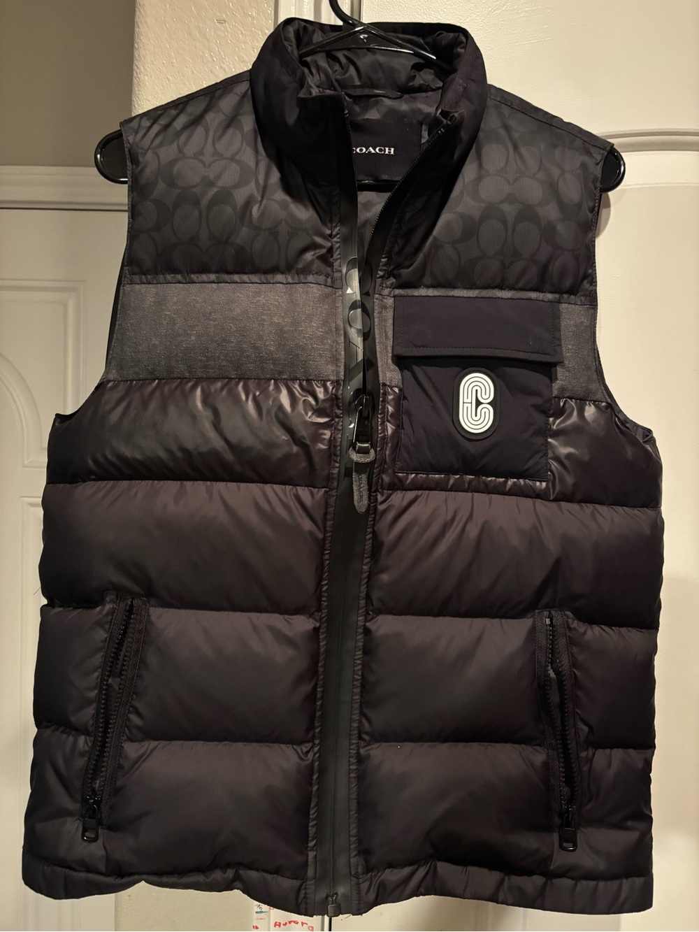 Coach Men's Black Quilted Logo Puffer Vest